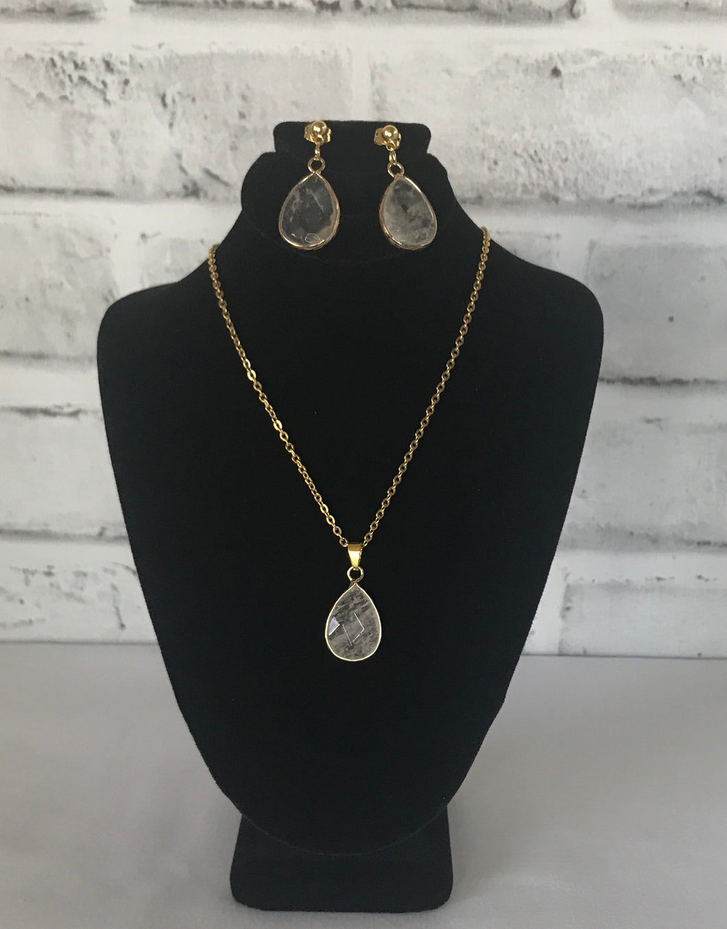 Natural Stone Necklace and Earrings