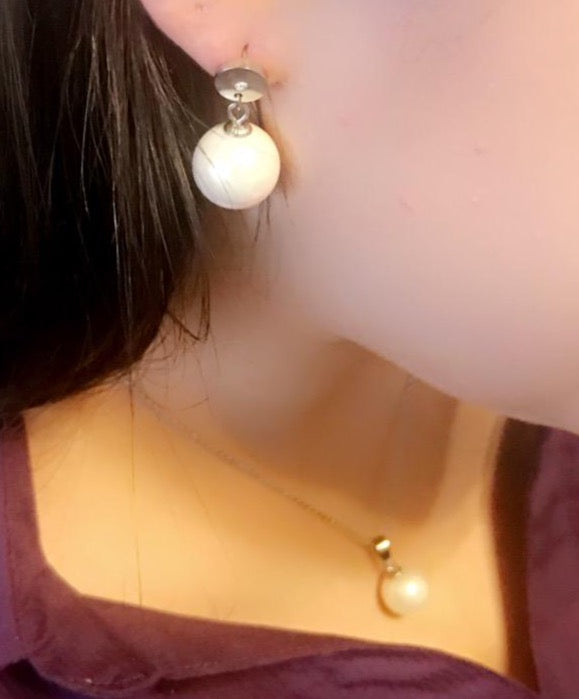 Pearl Earrings and Necklace Set