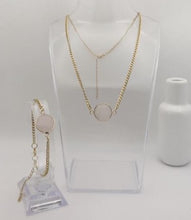 Cargar imagen en el visor de la galería, Rose Quartz Necklace and Bracelet Set
