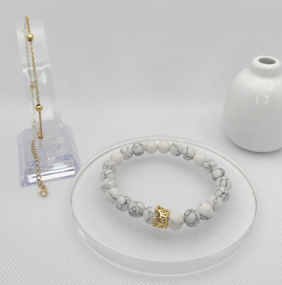 Crown Charm Bead Bracelet