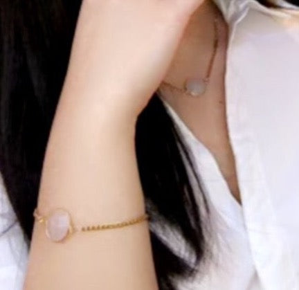 Rose Quartz Necklace and Bracelet Set