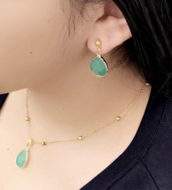 Jade Necklace and Earrings